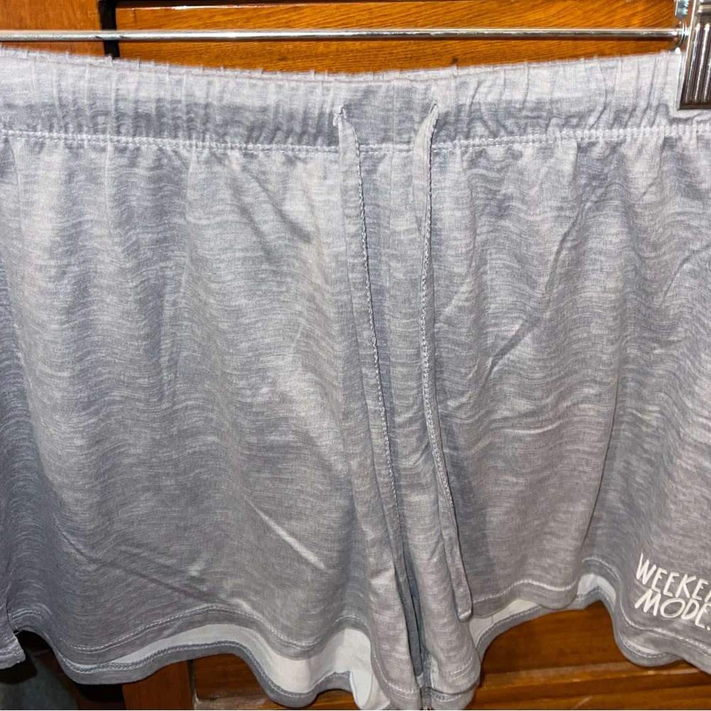 Rae Dunn Light Gray Weekend Mode Shorts